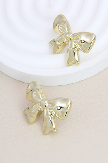Wholesaler Bellissima - Stainless steel resin bow tie earring