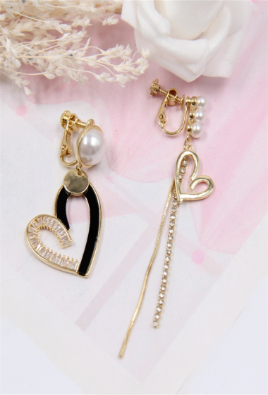 Wholesaler Bellissima - Asymmetrical heart clip earring