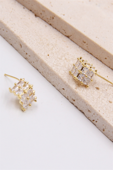 Wholesaler Bellissima - Square earring set with hypoallergenic glass crystal