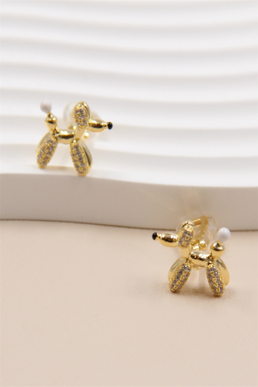 Wholesaler Bellissima - Crystal-embellished dog clip-on earring