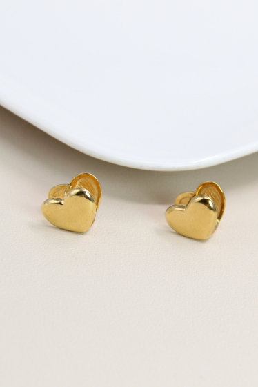 Wholesaler Bellissima - Stainless steel double-sided heart earring.
