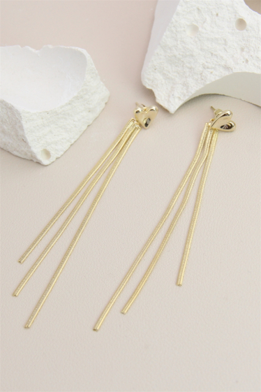Wholesaler Bellissima - Heart earring decorated with hypoallergenic fringe