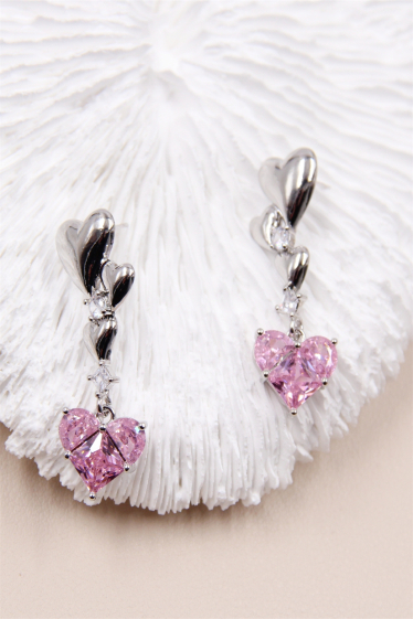 Wholesaler Bellissima - Heart earring set with hypoallergenic zirconium crystal