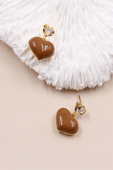 Wholesaler Bellissima - Heart earring set with hypoallergenic rhinestones