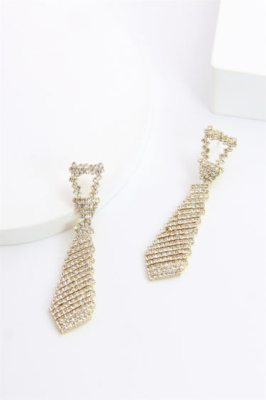 Wholesaler Bellissima - Tie earring decorated with hypoallergenic rhinestones