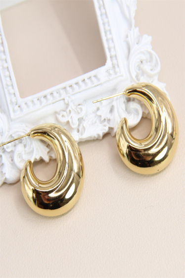 Wholesaler Bellissima - Hoop earring rounded design in stainless steel