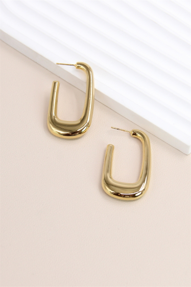 Wholesaler Bellissima - Rectangle design hoop earring in stainless steel