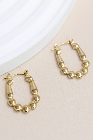 Wholesaler Bellissima - U design hoop earring with secure stainless steel attachment