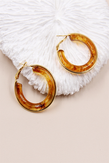 Wholesaler Bellissima - Hoop earring in hypoallergenic marbled resin
