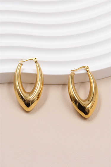 Wholesaler Bellissima - Oval-shaped hoop earring in stainless steel