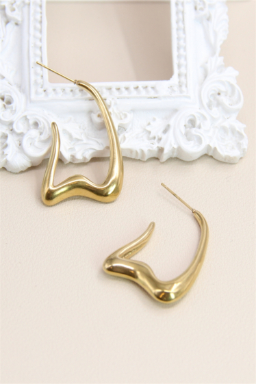 Wholesaler Bellissima - Geometric hoop earring in stainless steel