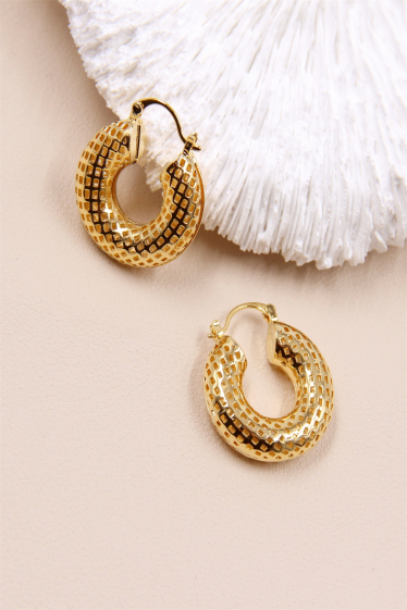 Wholesaler Bellissima - Mesh Creole earring with secure clasp