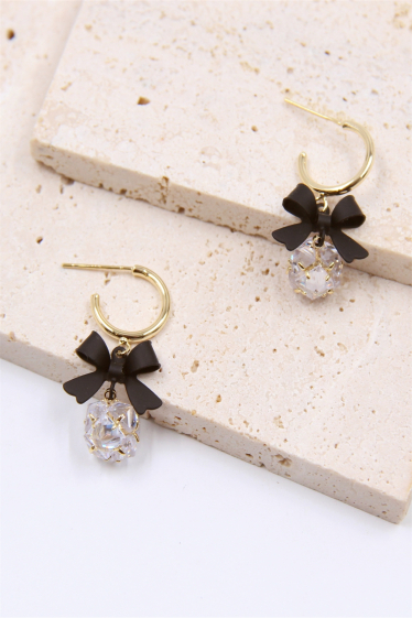 Wholesaler Bellissima - Creole earring decorated with a 925 silver stem bow tie
