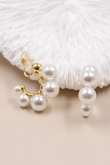 Wholesaler Bellissima - Creole earring adorned with clip-on pearl