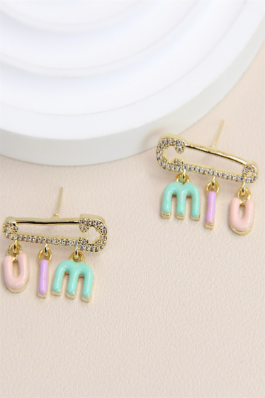 Wholesaler Bellissima - Pin earring decorated with hypoallergenic rhinestones