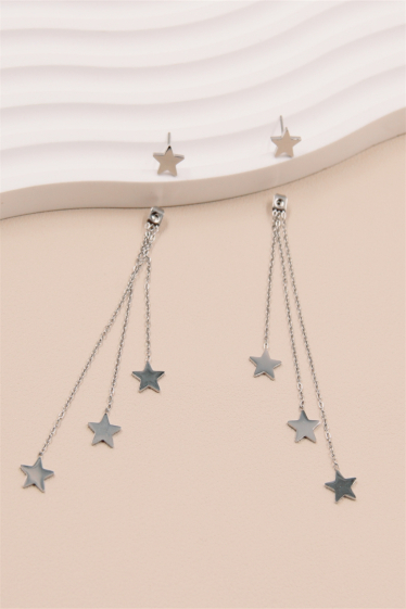 Wholesaler Bellissima - Stainless steel dangling star earring