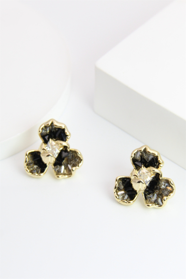Wholesaler Bellissima - Flower earring adorned with hypoallergenic glass crystal
