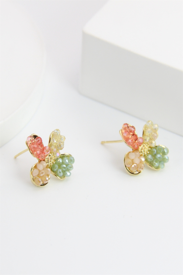 Wholesaler Bellissima - Flower earring decorated with hypoallergenic glass pearl