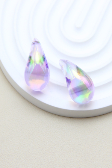 Wholesaler Bellissima - 3 cm drop earring with multicolor sparkle effect in stainless steel