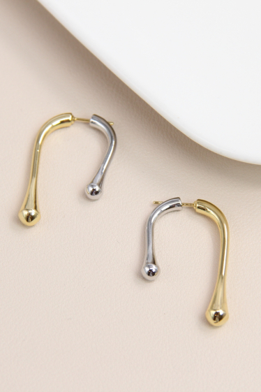Wholesaler Bellissima - Double-sided drop earring in stainless steel