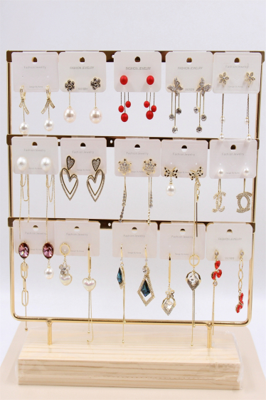 Großhändler Bellissima - Ohrring-Set mit 15 Paaren verschiedener Modelle mit Stiel aus 925er Silber