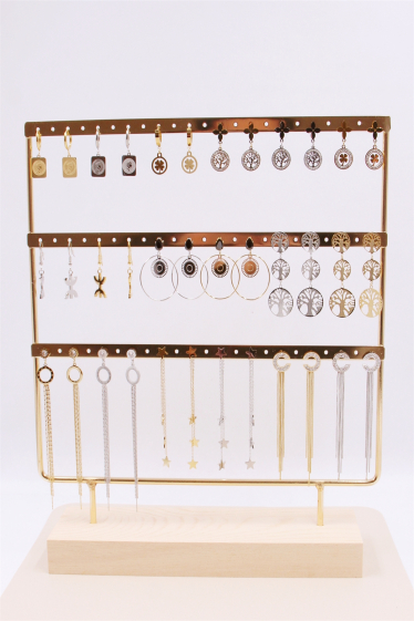 Wholesaler Bellissima - Earring set of 18 pairs assorted models in stainless steel