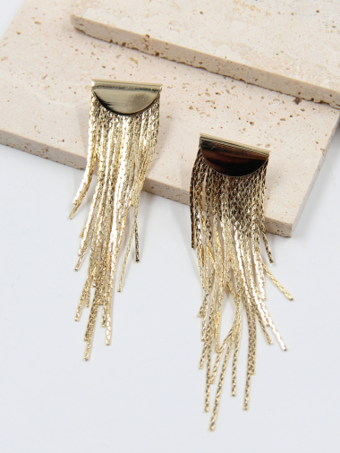 Wholesaler Bellissima - 925 silver stem mesh fringe earring