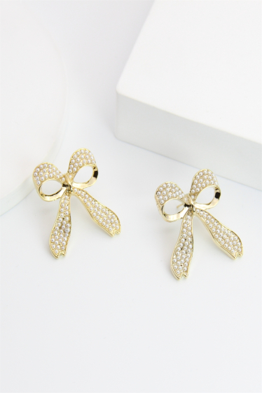 Wholesaler Bellissima - Bowknot earring decorated with pearl