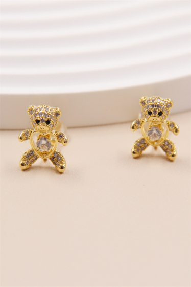 Wholesaler Bellissima - Teddy bear clip-on crystal earring