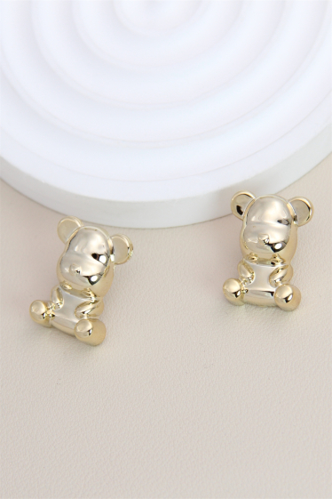 Wholesaler Bellissima - Stainless steel resin teddy bear earring