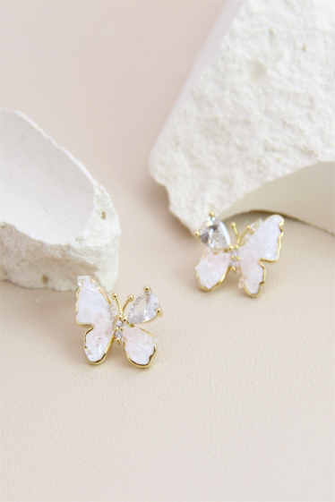 Wholesaler Bellissima - Hypoallergenic glass crystal butterfly earring