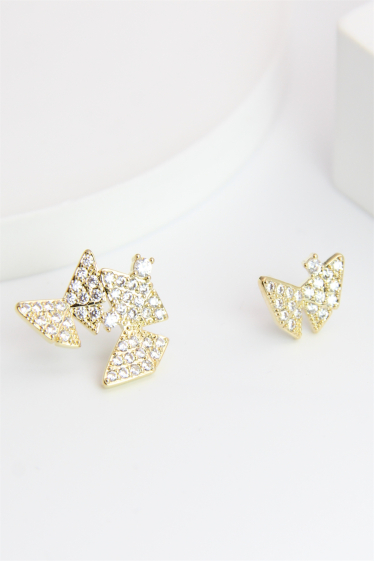 Wholesaler Bellissima - Butterfly earring decorated with hypoallergenic rhinestones