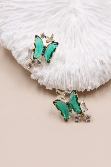 Wholesaler Bellissima - Butterfly earring set with hypoallergenic zirconium crystal