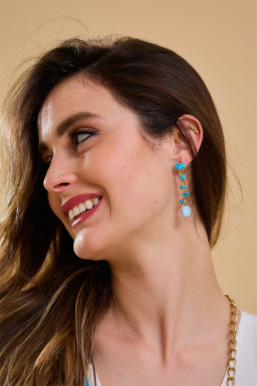 Wholesaler Bellissima - Stainless steel stone-embellished dangle earring