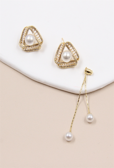 Wholesaler Bellissima - Asymmetrical pearl earring in 925 silver stem