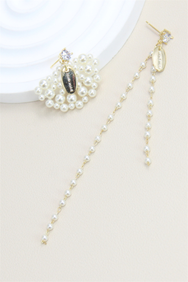 Wholesaler Bellissima - Hypoallergenic asymmetrical pearl earring