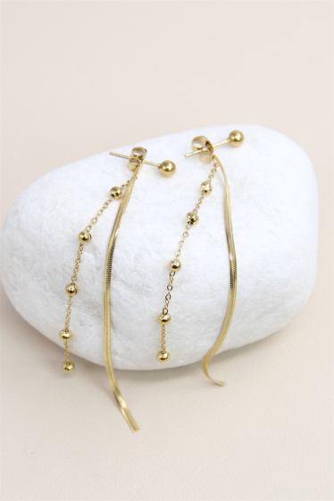 Wholesaler Bellissima - Stainless steel dangling pearl earring