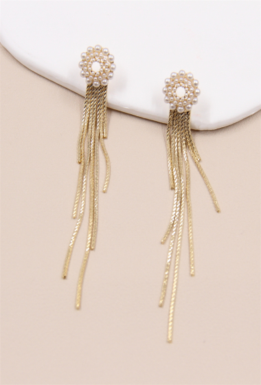 Mayorista Bellissima - Pendiente de perlas colgantes con tallo de plata 925