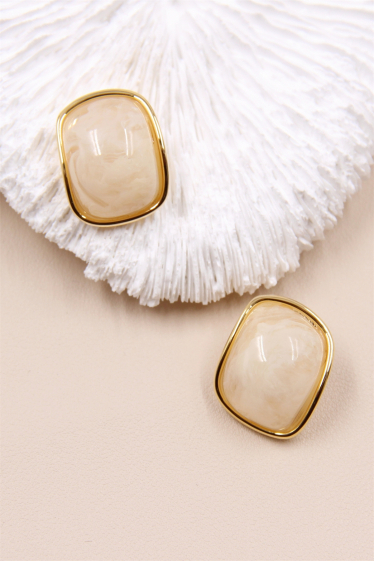 Wholesaler Bellissima - Hypoallergenic chip opal resin earring