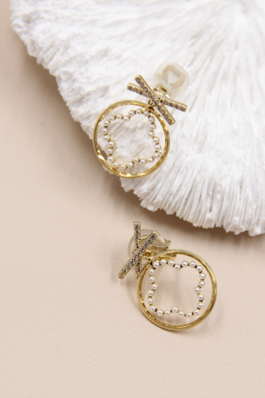 Großhändler Bellissima - Kleeblatt-Ohrring, verziert mit Perlen zum Aufstecken