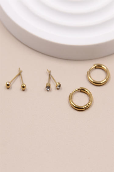 Wholesaler Bellissima - Trio earring assorted model in stainless steel