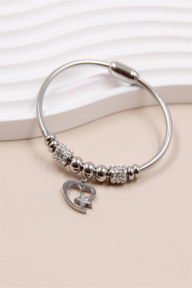 Wholesaler Bellissima - Magnetic bracelet with heart in stainless steel
