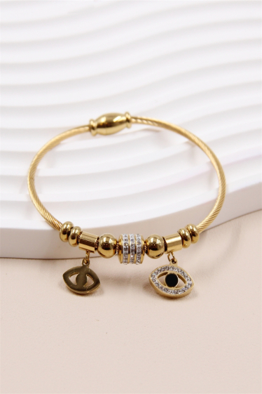 Wholesaler Bellissima - Magnetic bracelet with eye adorned with rhinestones in stainless steel