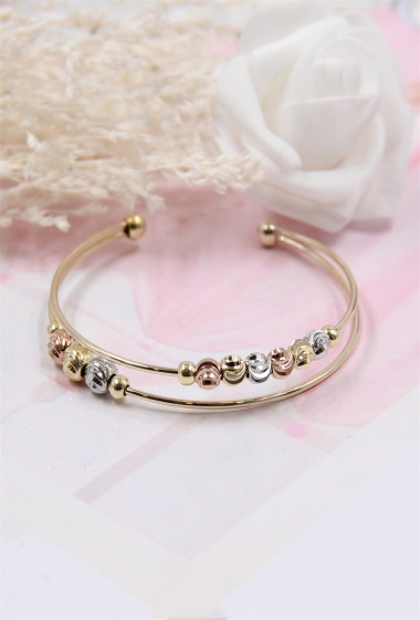Wholesaler Bellissima - Adjustable rhodium-plated bracelet decorated with pearl