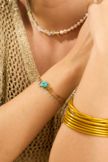 Großhändler Bellissima - Charm-Armband mit bunten Edelstahlornamenten