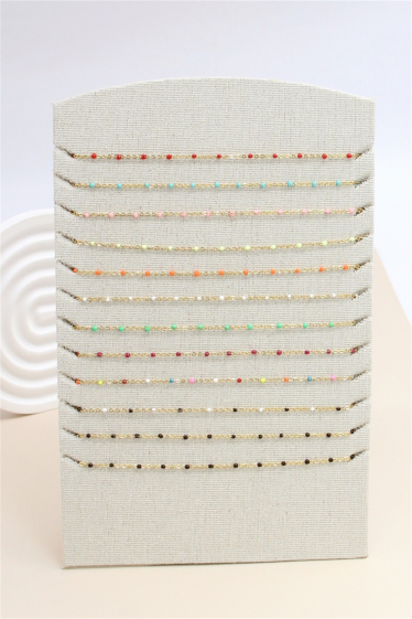 Grossiste Bellissima - Lot de 12 pcs Bracelet chaîne fine acier inoxydable  sur présentoir bijoux