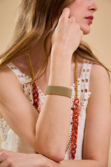 Wholesaler Bellissima - Designer adjustable mesh bracelet in stainless steel