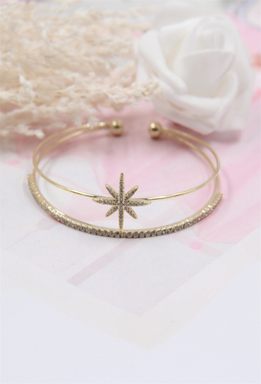 Wholesaler Bellissima - Adjustable rhodium-plated star bracelet set with zirconium
