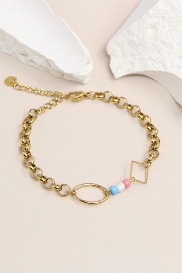 Wholesaler Bellissima - Geometric bracelet adorned with stainless steel pearl