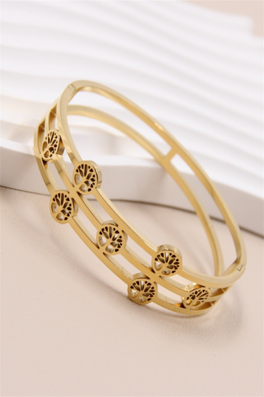Wholesaler Bellissima - Stainless steel tree of life bangle bracelet